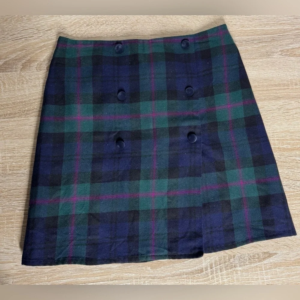 Brooks Brothers Fleece Girls 14 Wool Plaid Scottish Tartans Style Skirt Lined